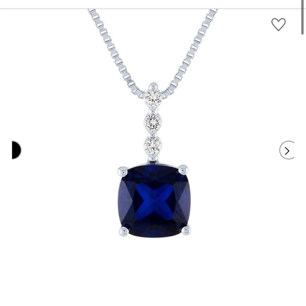 Lab Created Blue & White Sapphire Pendant in Sterling Silver